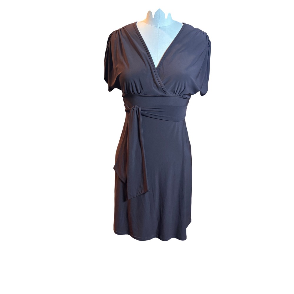 Cocktail Party Y2L Wrap Dress Empire Waist Sash Size 10 Brown Vintage